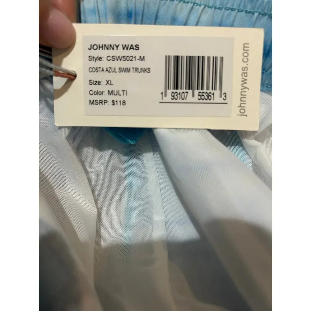 Johnny Was Costal Azul Butterfly Swim Trunks with Liner Blue Ombre Men’s XL NWT